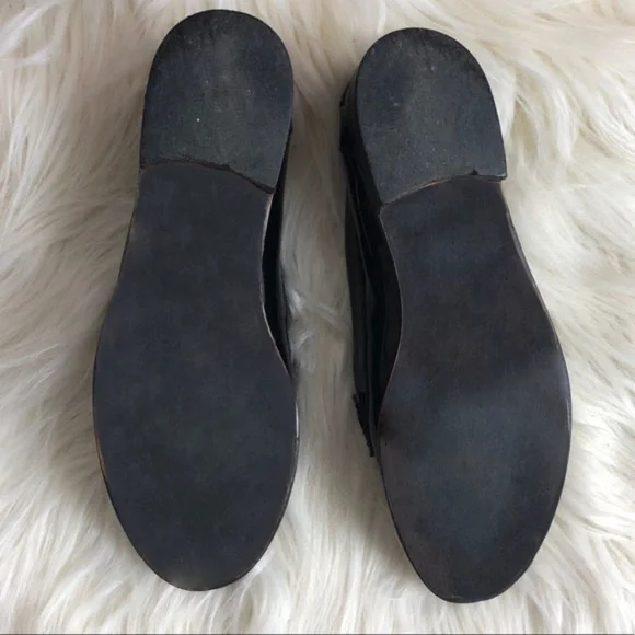 ZARA Black Patent Leather Leopard Print Loafers - Picture 6 of 6